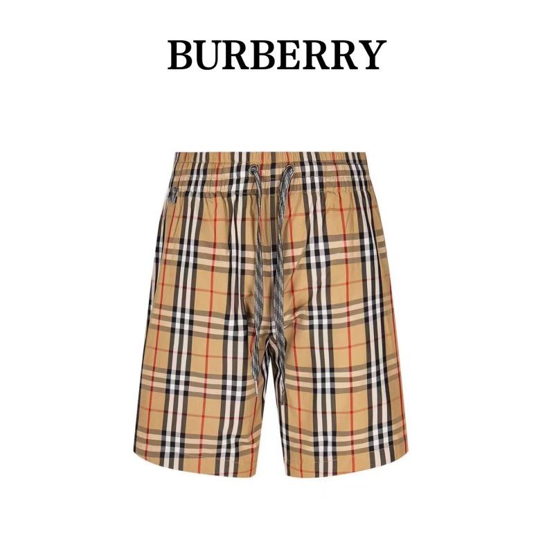 Burberry Check Plaid Shorts Beige Black Red view