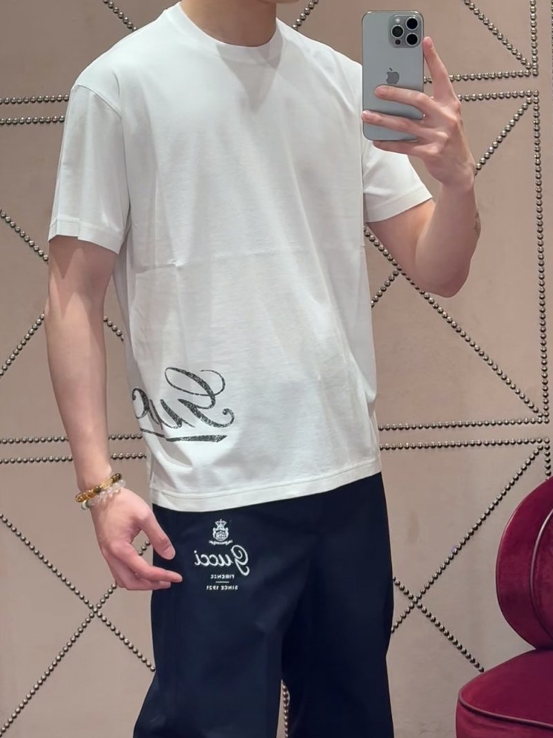 Gucci White Script Logo Short Sleeve T-Shirt