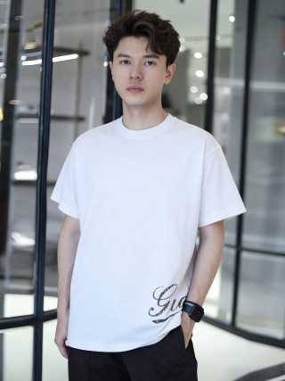 Gucci White Script Logo Short Sleeve T-Shirt view 6