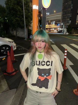 Gucci Cat Logo Cream T-Shirt view 3
