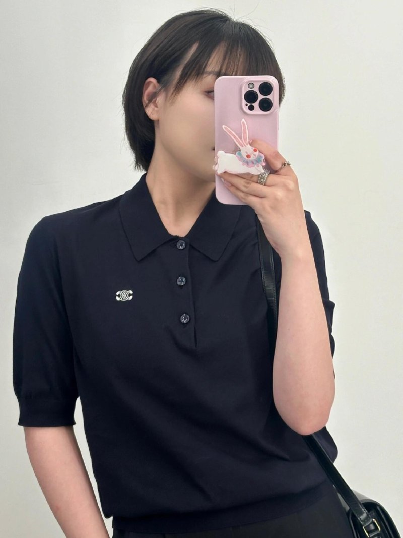 Black Short-Sleeve Polo Shirt with Embroidered Logo view