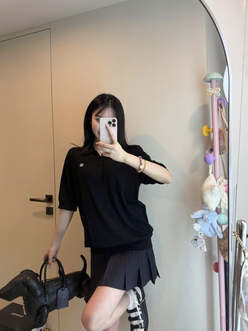 Black Short-Sleeve Polo Shirt with Embroidered Logo view