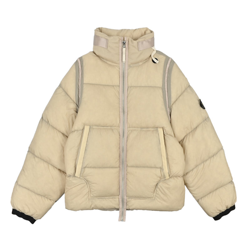 Cream Puffer Down Jacket - Oversized Fit view