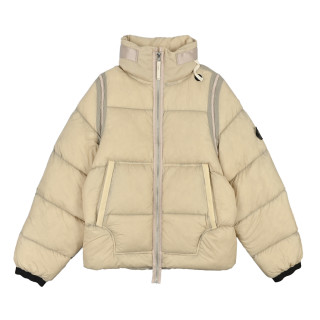 Stone Island Mesh Island Badge Puffer Down Jacket Cream view 3