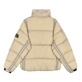 Stone Island Mesh Island Badge Puffer Down Jacket Cream view 4