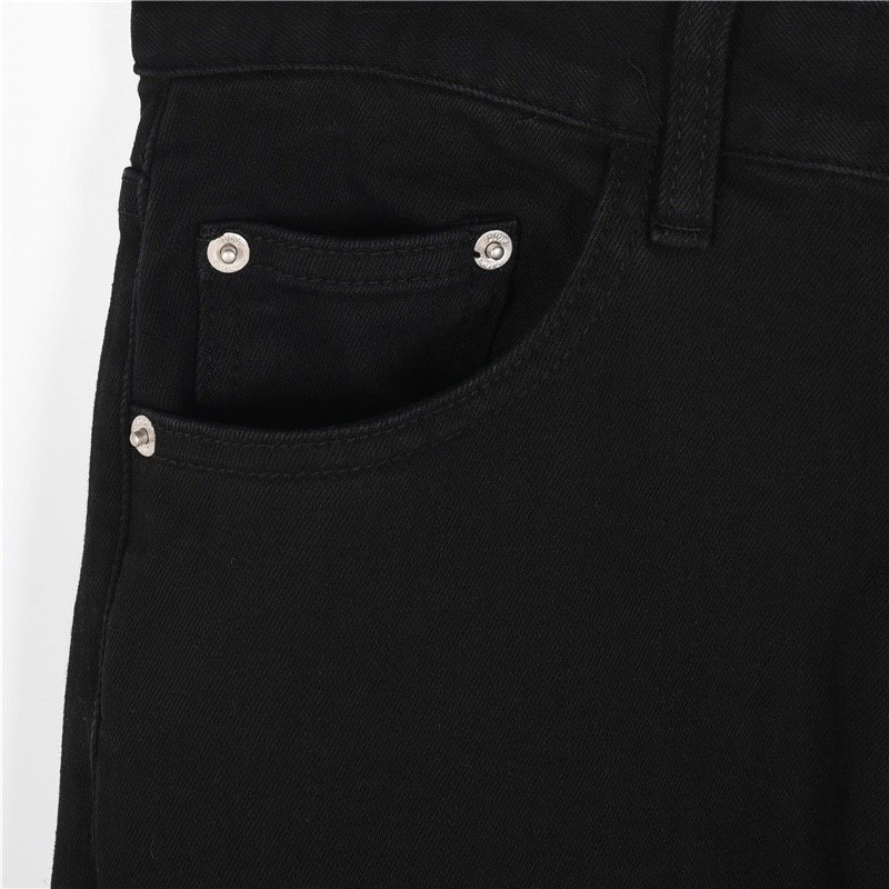 Black High-Waist Straight Leg Denim Jeans view