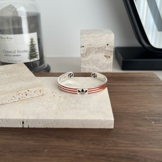 Gucci x Adidas Trefoil Double G Silver Stripe Bracelet Red