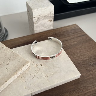 Gucci x Adidas Trefoil Double G Silver Stripe Bracelet Red view 2