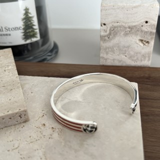 Gucci x Adidas Trefoil Double G Silver Stripe Bracelet Red view 3