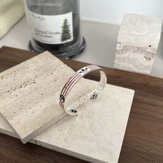 Gucci x Adidas Trefoil Double G Silver Stripe Bracelet Red view 6