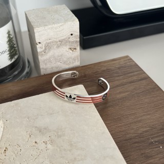 Gucci x Adidas Trefoil Double G Silver Stripe Bracelet Red view 7