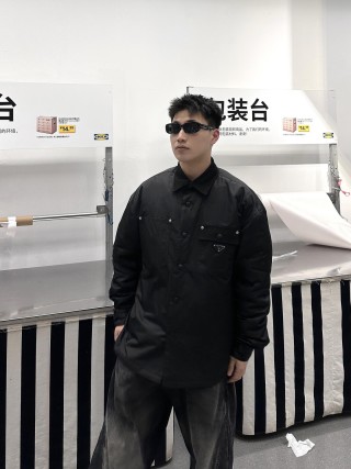 Prada Black Nylon Shirt Jacket view 9