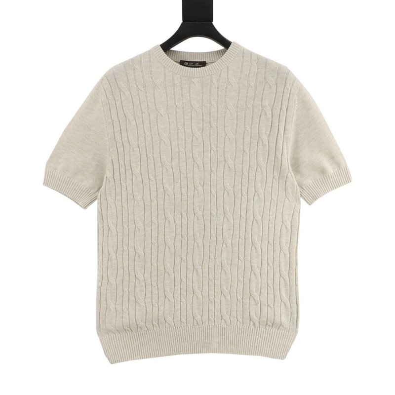 Brown Cable Knit Short Sleeve Crew Neck Sweater view