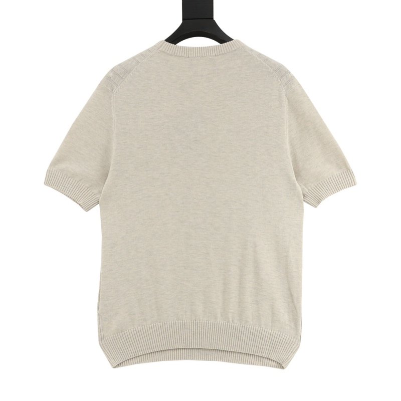 Brown Cable Knit Short Sleeve Crew Neck Sweater view