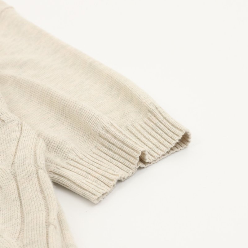 Cream Cable Knit Short Sleeve Sweater view