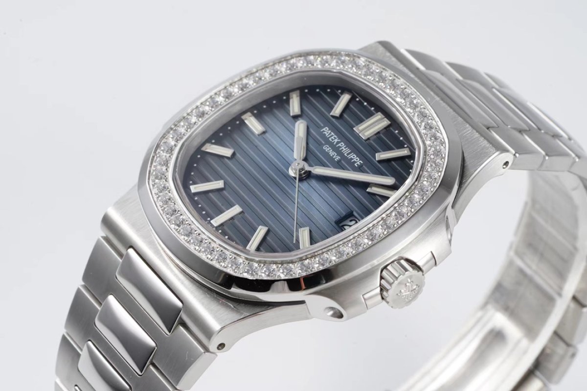 Patek Philippe Nautilus Diamond Bezel Steel Watch view