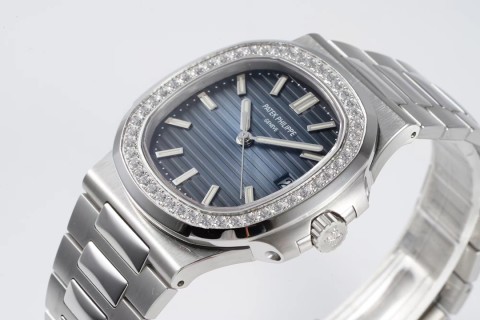 Patek Philippe Nautilus Diamond Bezel Steel Watch view 2