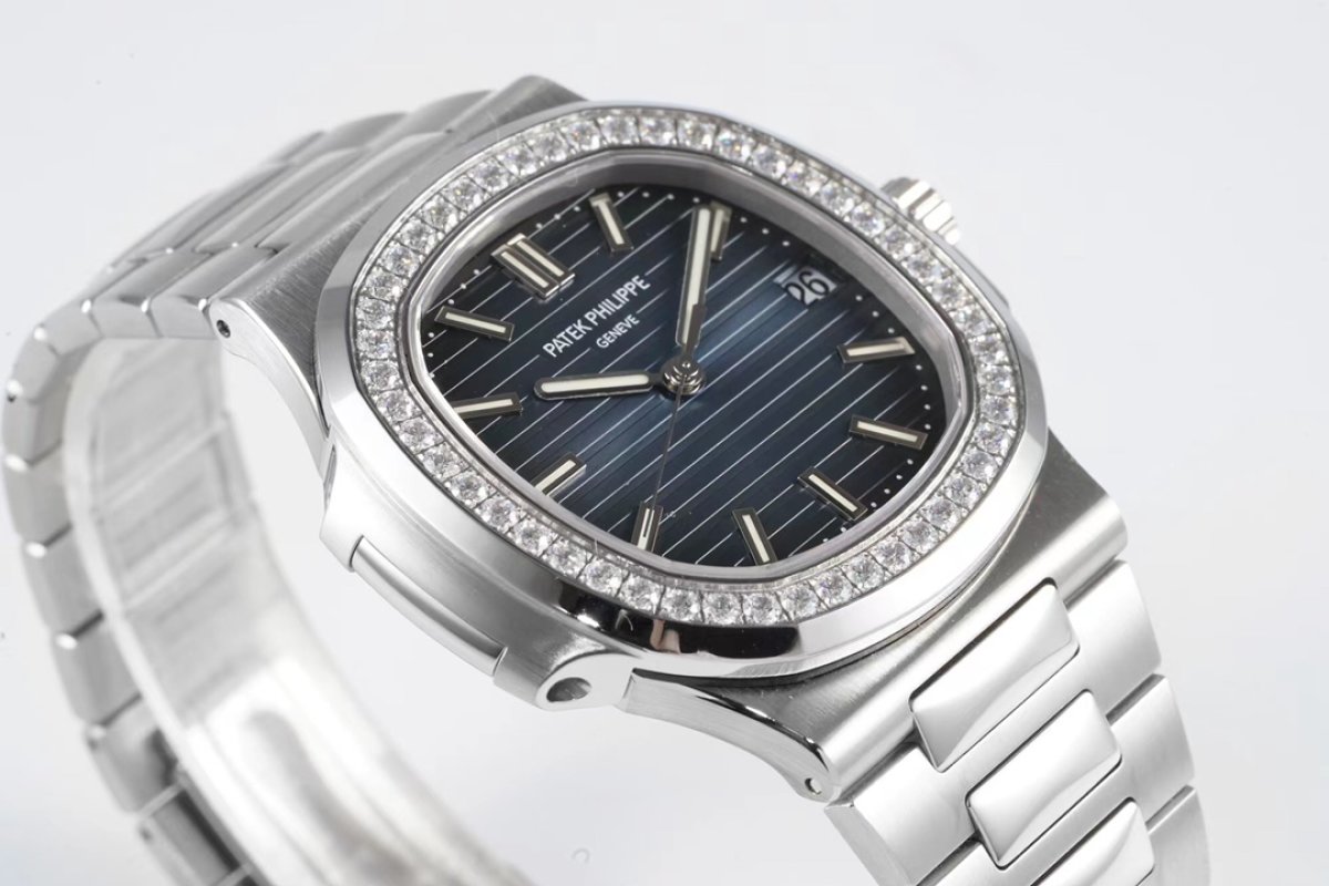 Patek Philippe Nautilus Diamond Bezel Steel Watch view