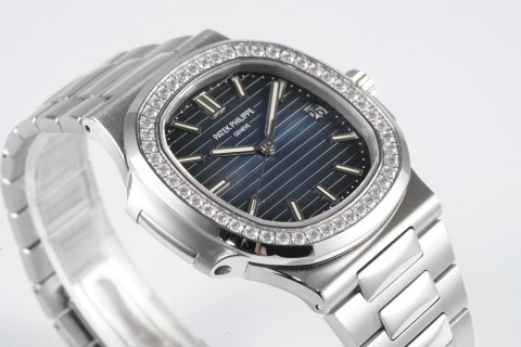 Patek Philippe Nautilus Diamond Bezel Steel Watch view 3