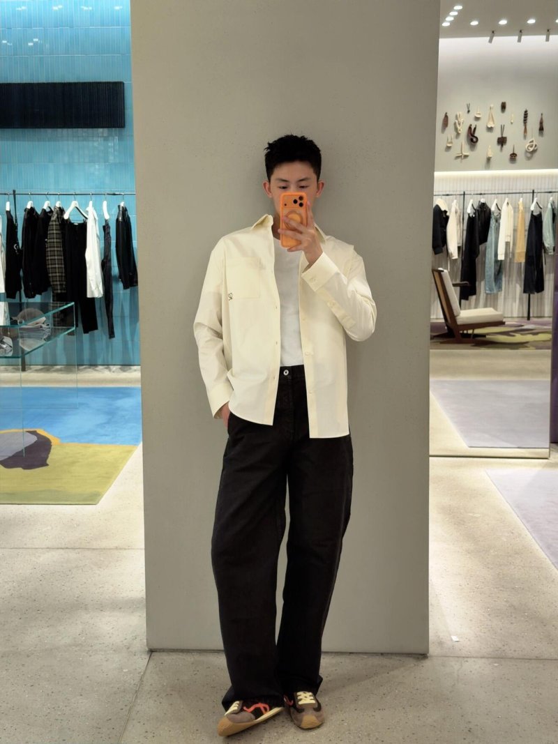 Premium White Long Sleeve Button-Up Shirt view