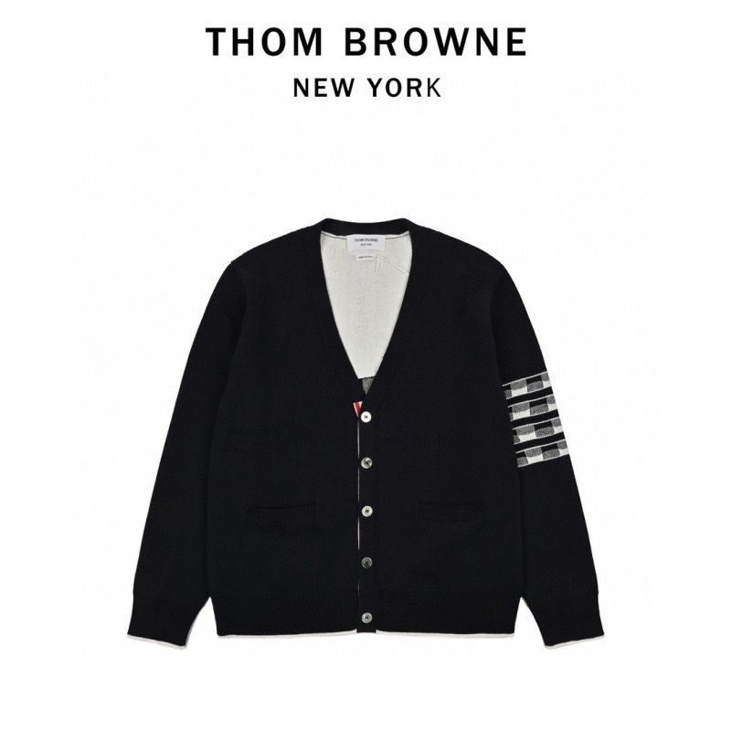 Thom Browne Navy Dachdog Checkered Cardigan view