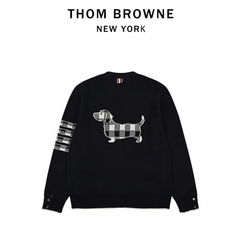 Thom Browne Navy Dachdog Checkered Cardigan view