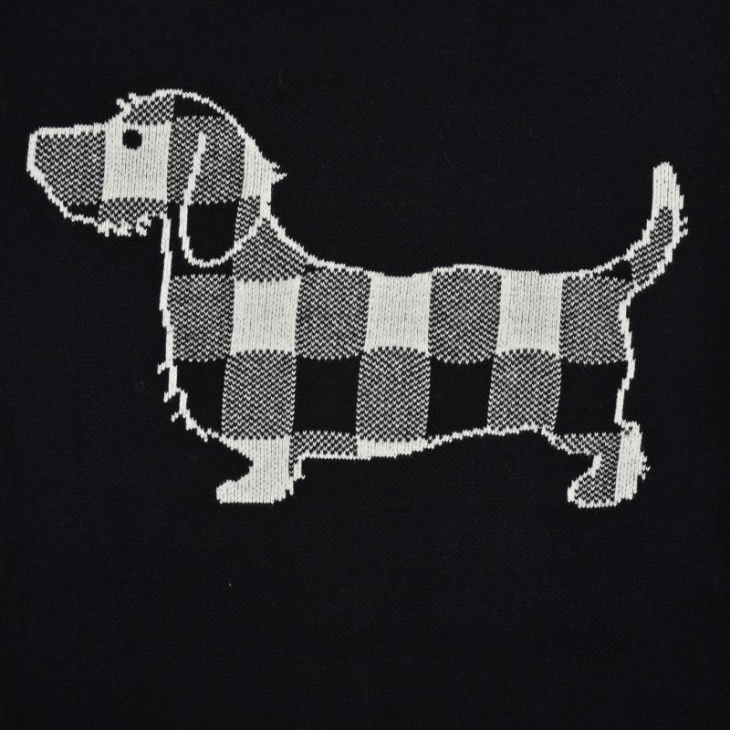 Thom Browne Navy Dachdog Checkered Cardigan view