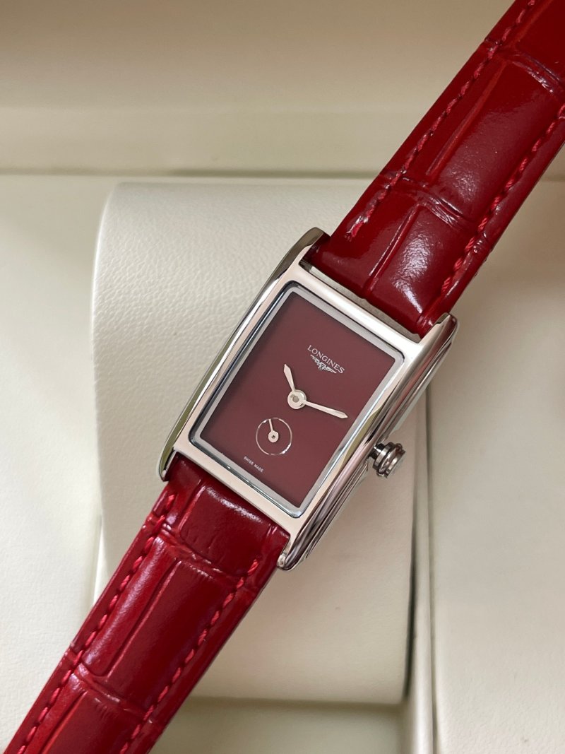 Longines DolceVita Burgundy Red Rectangle Watch view