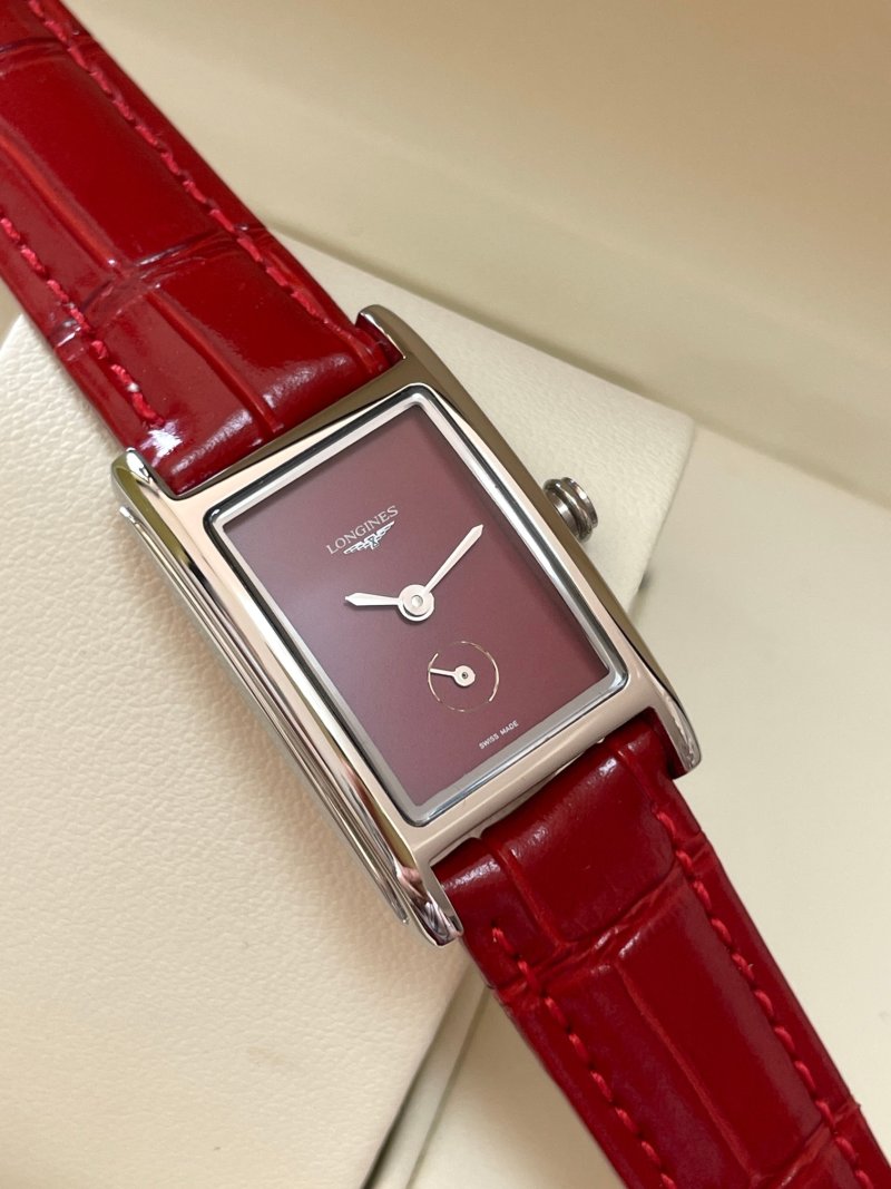 Longines DolceVita Burgundy Red Rectangle Watch view