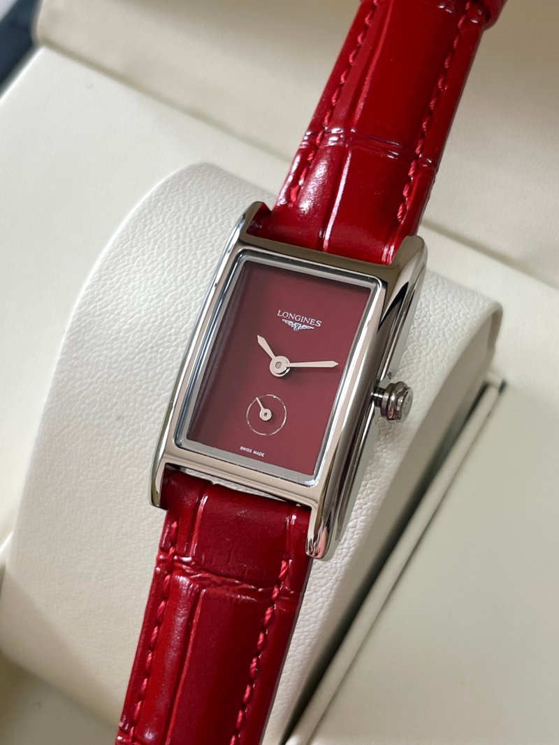 Longines DolceVita Burgundy Red Rectangle Watch view