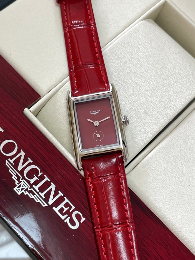 Longines DolceVita Burgundy Red Rectangle Watch view