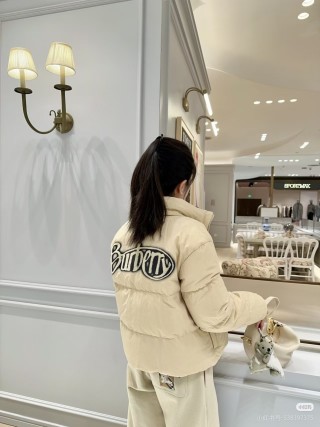 Burberry Checked Puffer Down Jacket - Cream & Black view 7