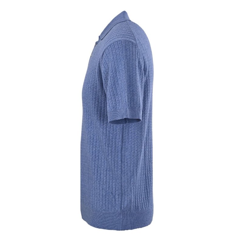 Ribbed Polo Shirt Dress - Periwinkle Blue view
