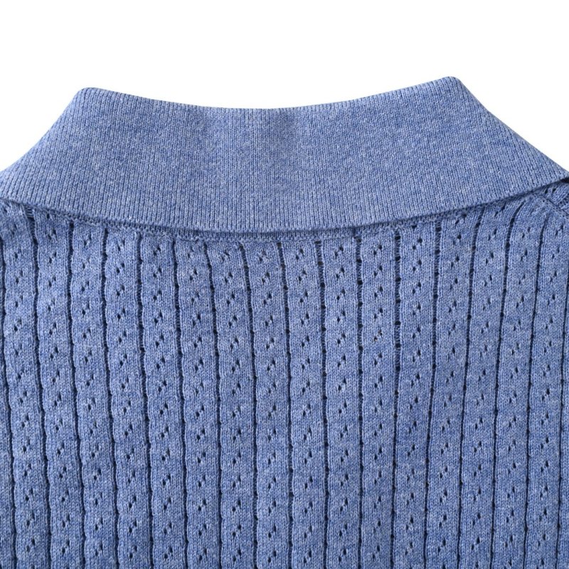 Ribbed Polo Shirt Dress - Periwinkle Blue view