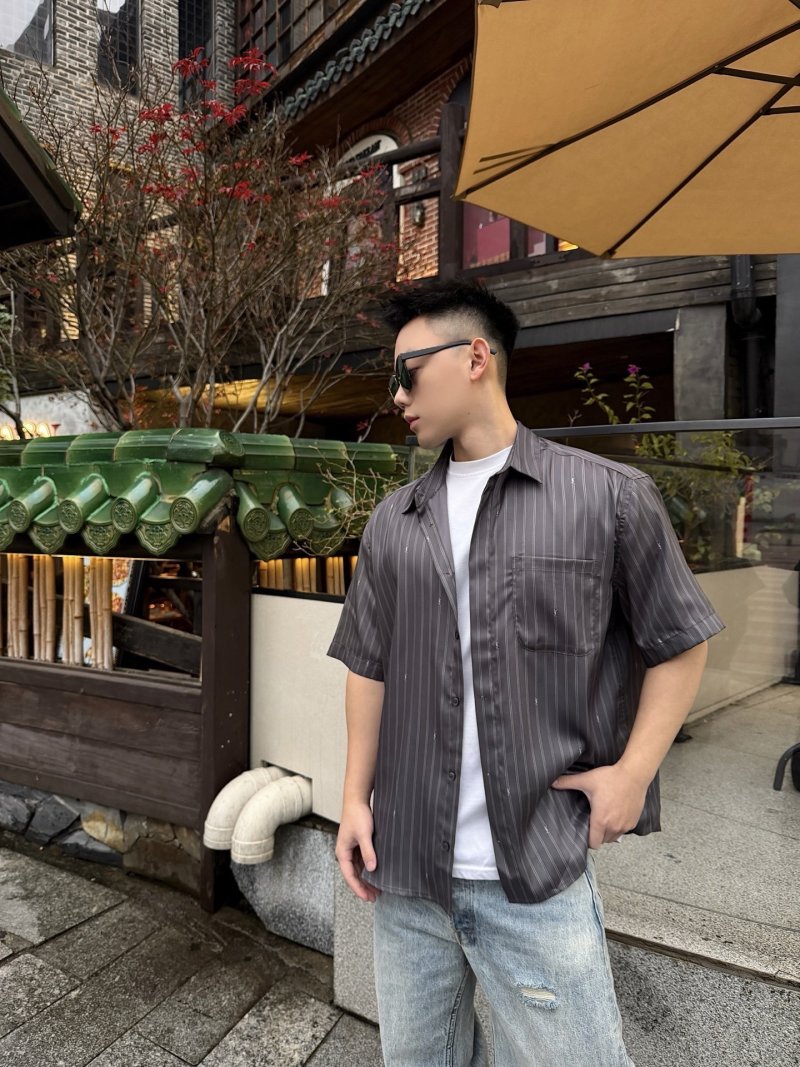 Charcoal Pinstripe Short Sleeve Shirt view