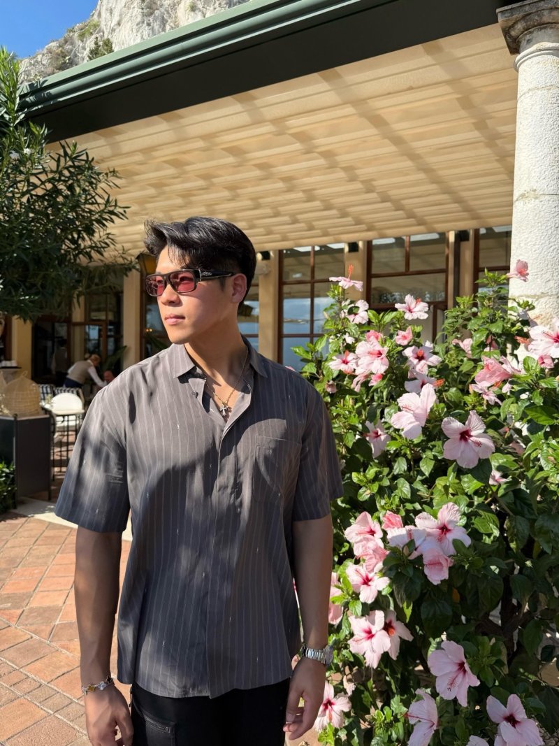 Charcoal Pinstripe Short Sleeve Shirt view