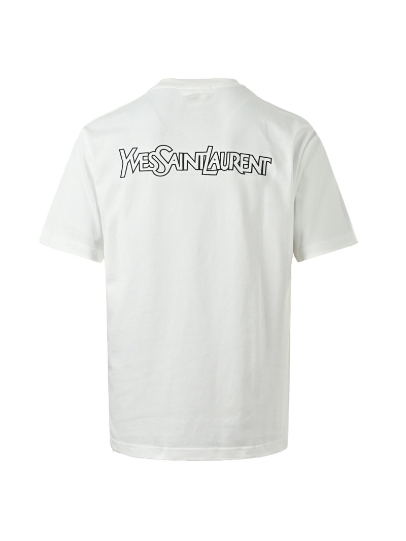 YSL White Monogram Logo Short Sleeve T-Shirt view