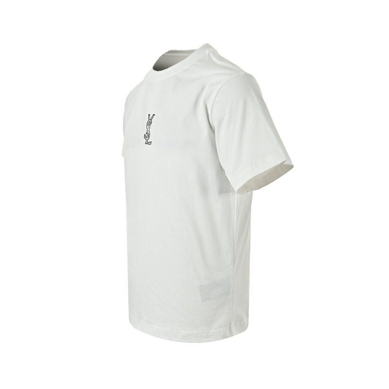 YSL White Monogram Logo Short Sleeve T-Shirt view