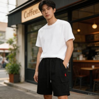 Polo Ralph Lauren Black Cargo Shorts with Pony Logo view 4