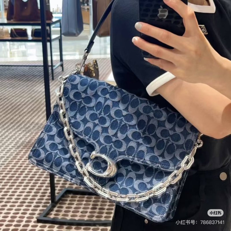 Coach Signature Navy Crossbody Bag with Chain Strap