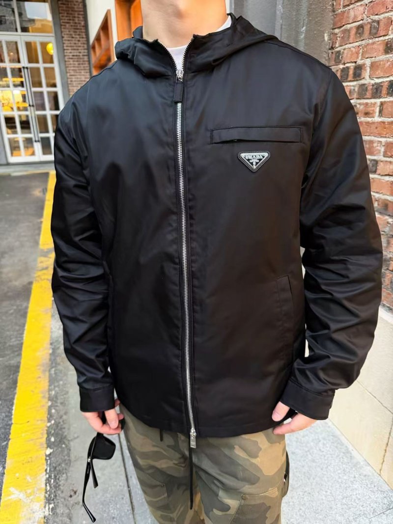 Prada Black Nylon Zip Hoodie Jacket