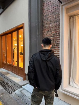 Prada Black Nylon Zip Hoodie Jacket view 4