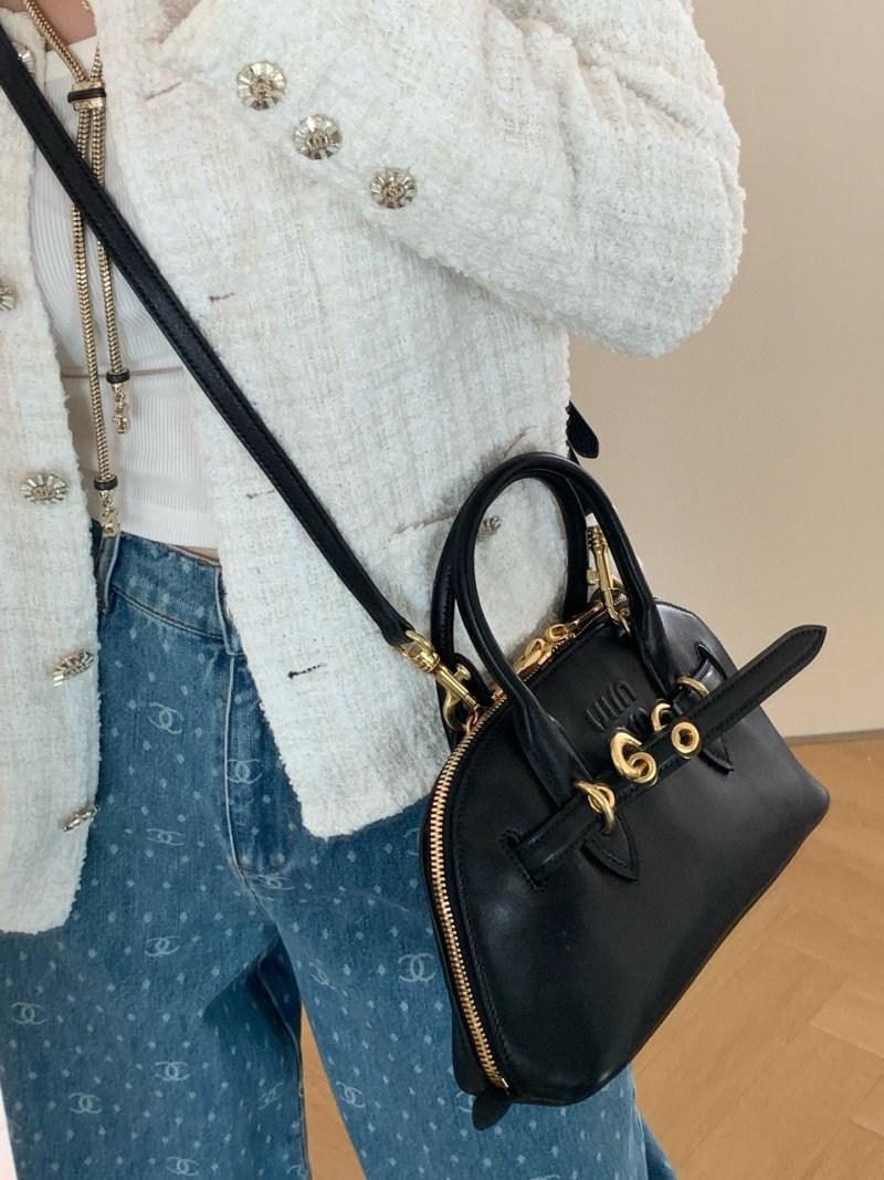 Miu Miu Shell Top-Handle Bag Black 28cm view