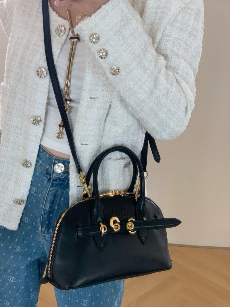 Miu Miu Shell Top-Handle Bag Black 28cm view