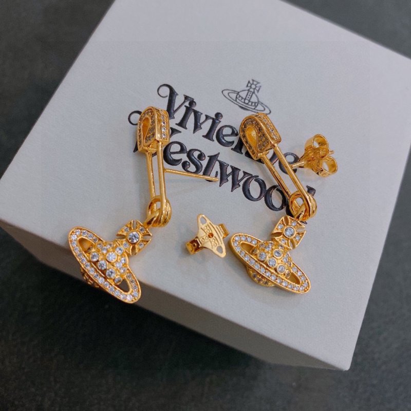 Vivienne Westwood Saturn Planet Drop Earrings Gold