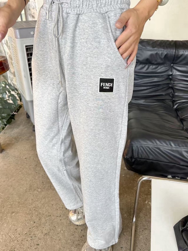 Fendi Logo Sweatpants Light Grey