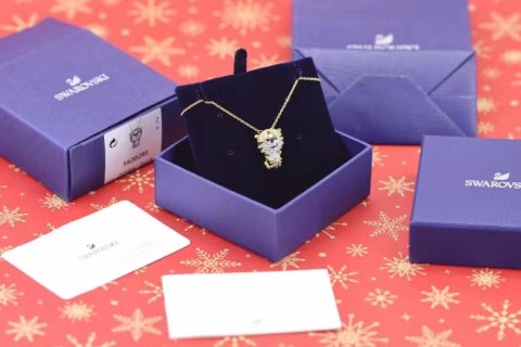 Swarovski Tiger Zodiac Crystal Pendant Necklace Silver view 2