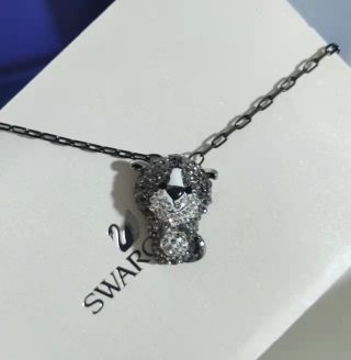 Swarovski Tiger Zodiac Crystal Pendant Necklace Silver view 3