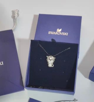 Swarovski Tiger Zodiac Crystal Pendant Necklace Silver view 4