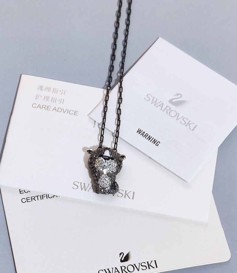 Swarovski Tiger Zodiac Crystal Pendant Necklace Silver view